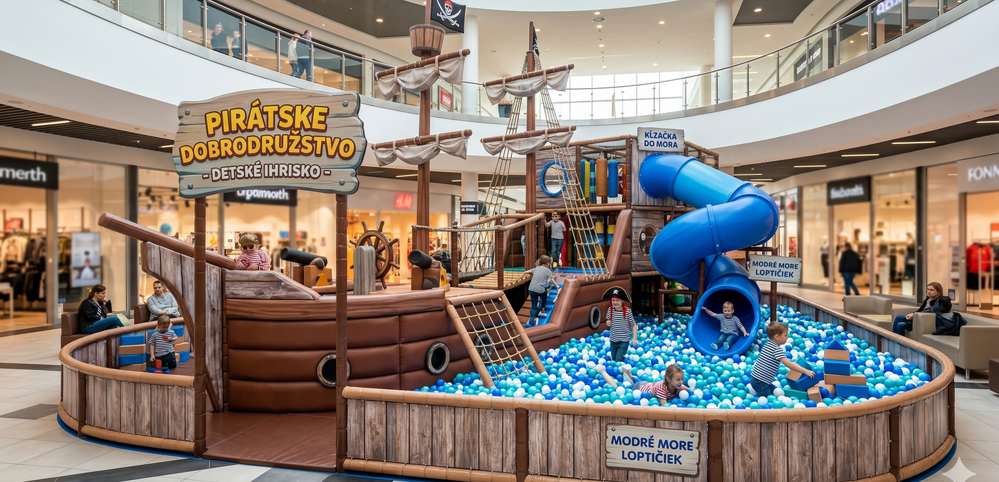 Indoor detské ihrisko Pirates s deťmi