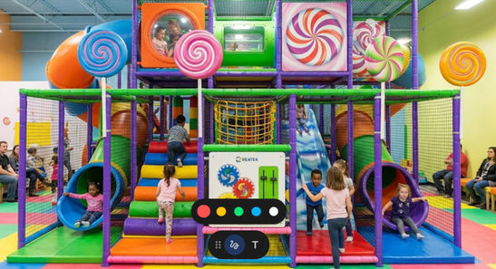 Lollipop big indoor playground with children and parents