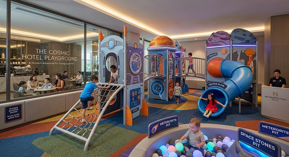 Cosmic indoor playground, modern style in hotel