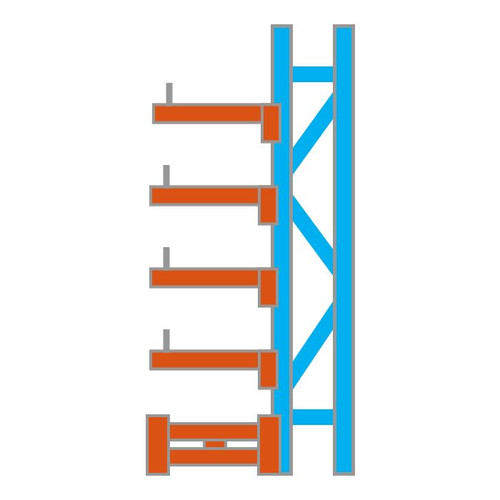 Bay Rack Symbol Single Sided / Add On Bay / 600mm Arms / 5 Levels | United Racking