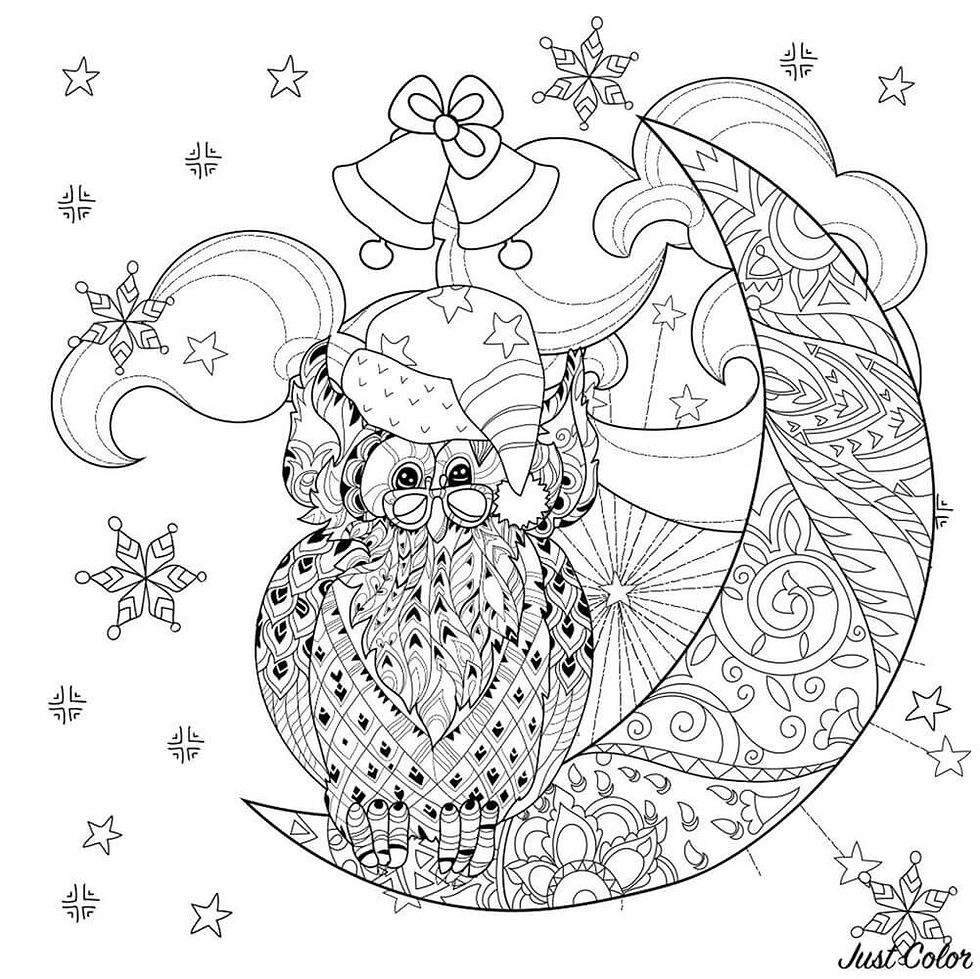 גיליון צביעה ענק - ינשוף על ירח