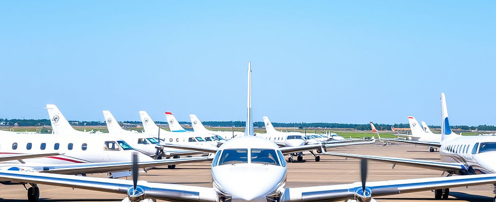 FLEET OF WHITE AIRCRAFTS ON GROUND PARKI