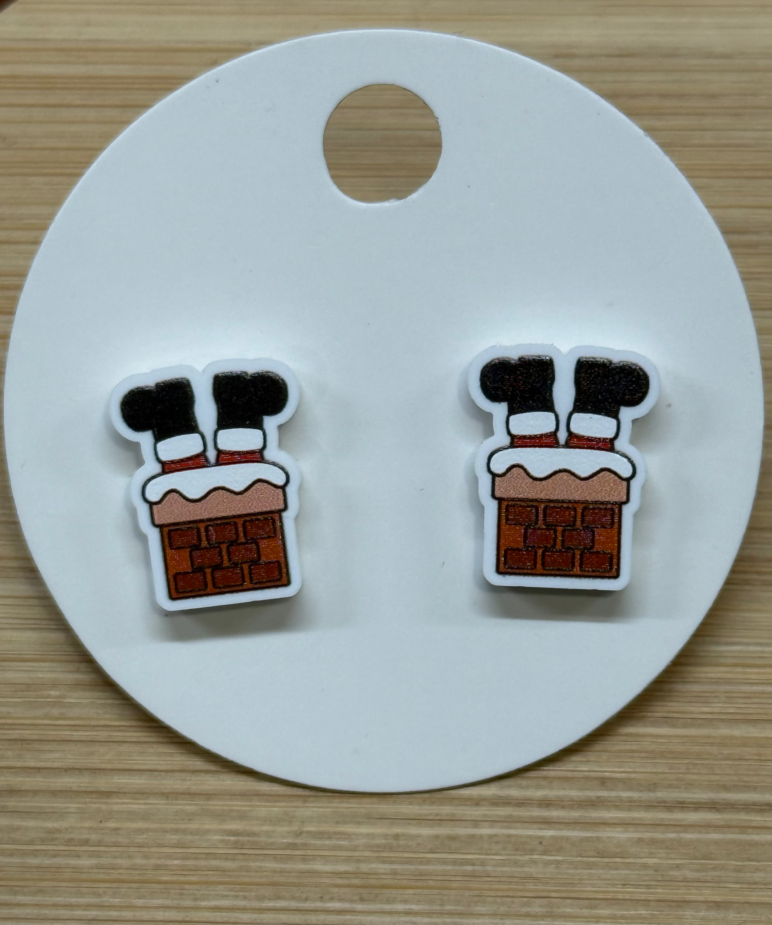 Santa Down the Chimney Stud Earrings