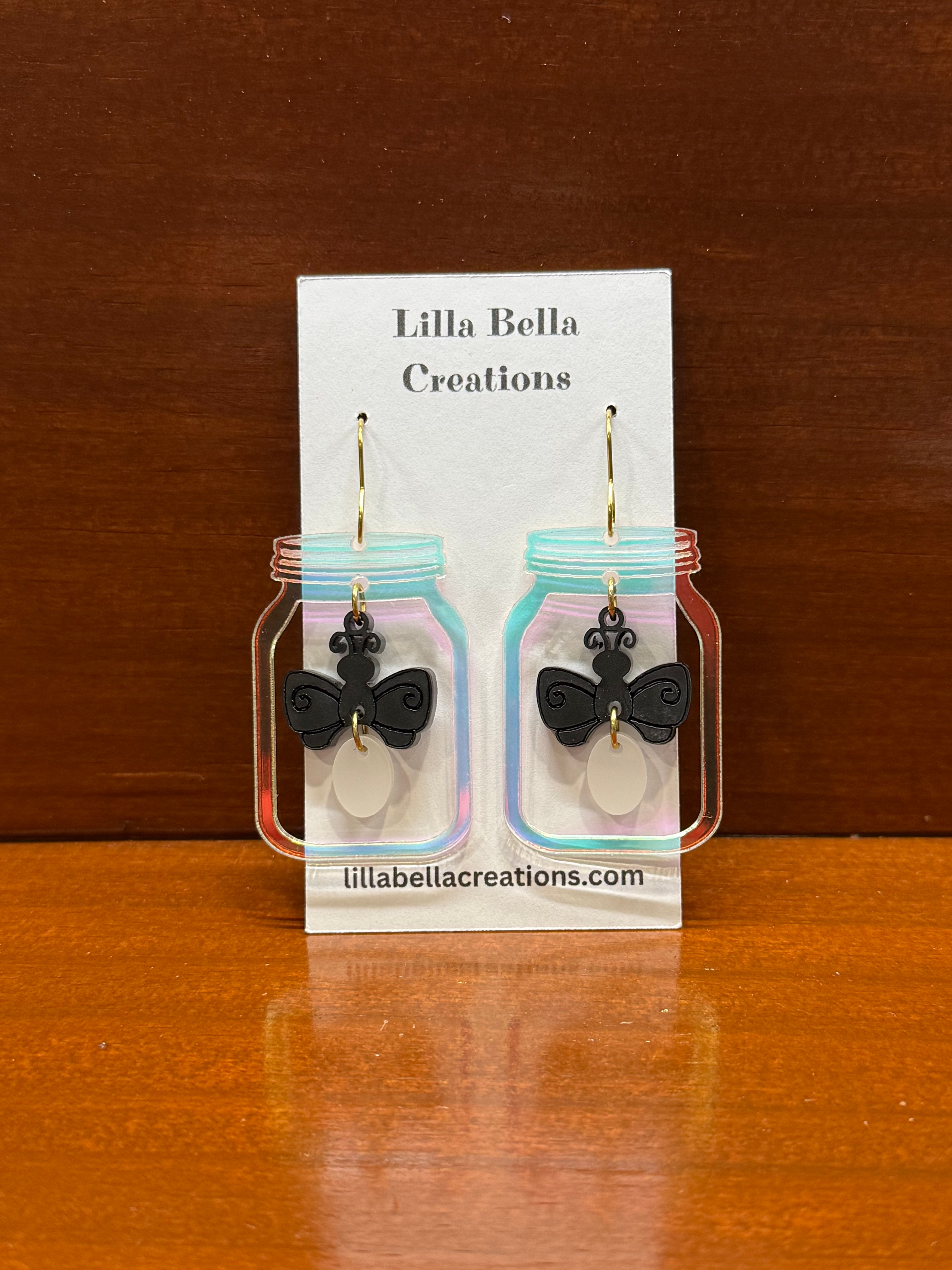 Lightening Bug in a Jar Earrings - Glow in the Dark