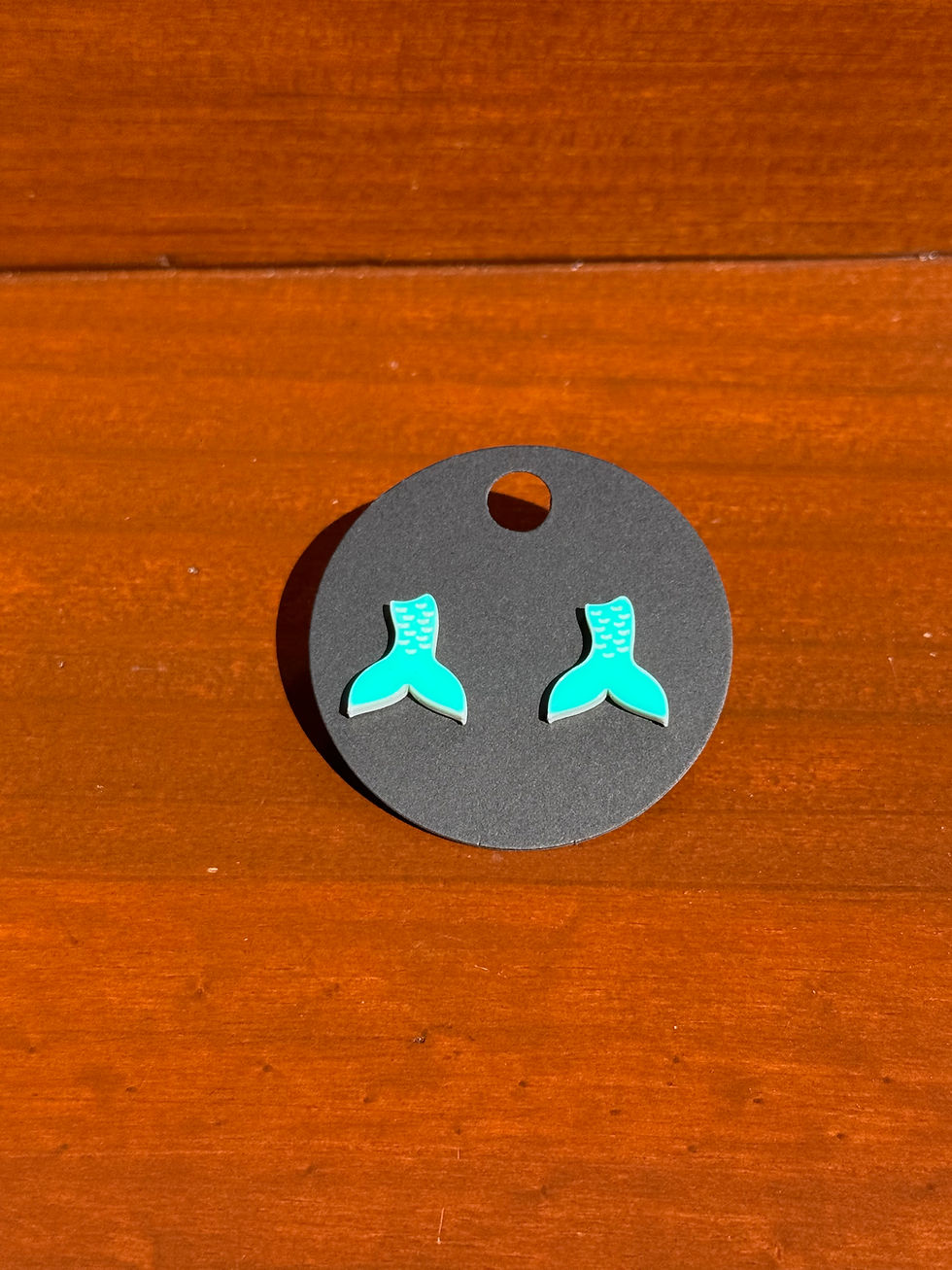 Thumbnail: Iridescent Mermaid Tail Stud Earrings