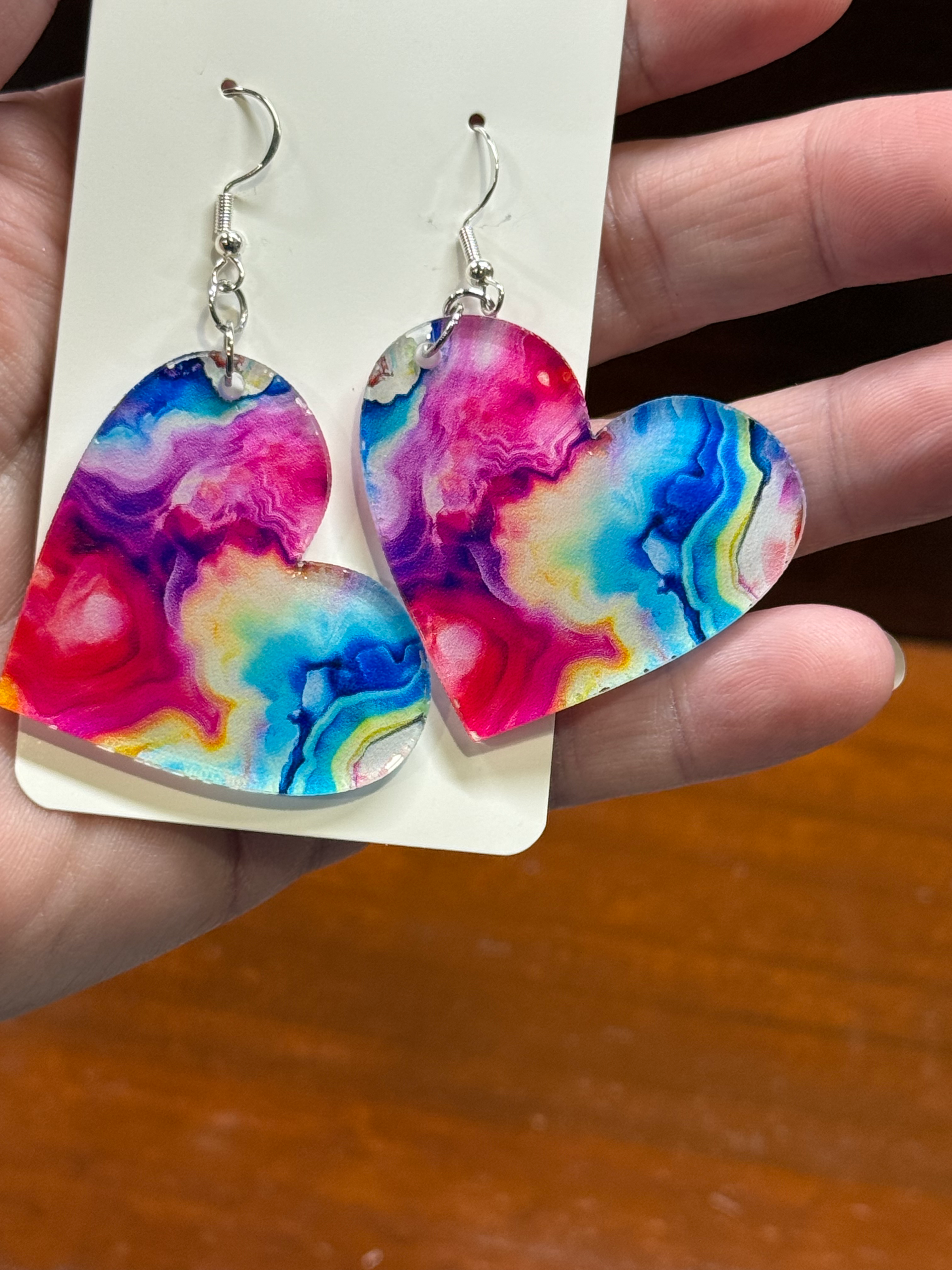 Bright Geode Heart Earrings