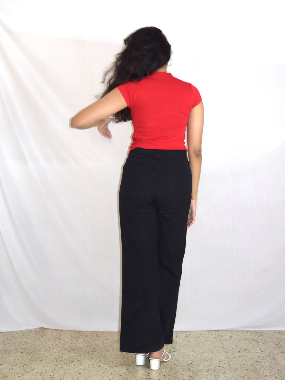 Thumbnail: Mock Neck Knit Top - Red