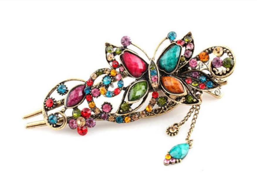 Rhinestone Crystal Butterfly Hair Barrettes Hair Clip