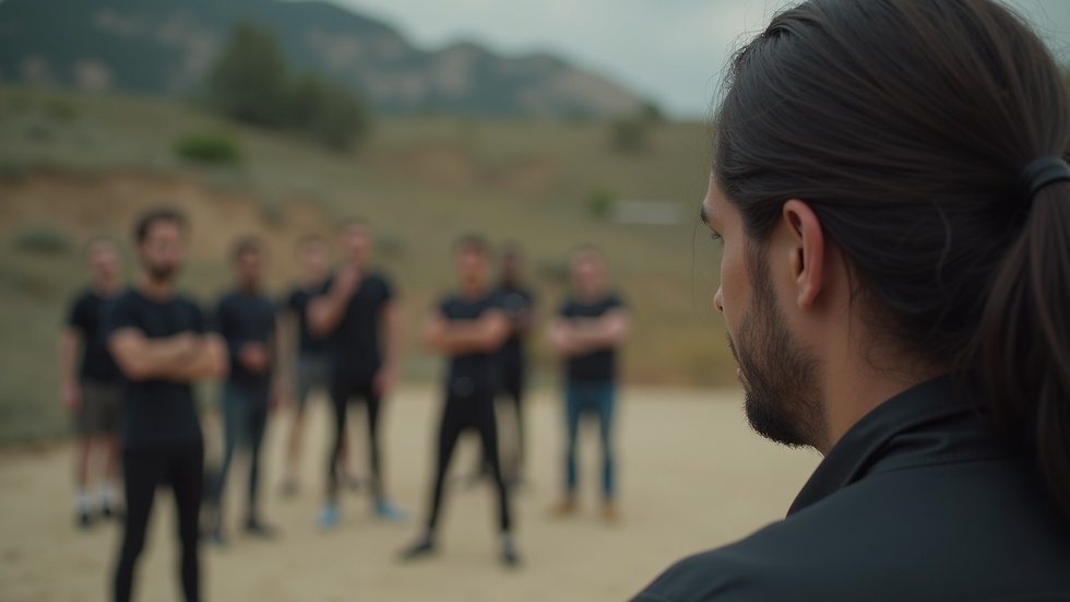 Close-up view of a training session with an instructor guiding a small group