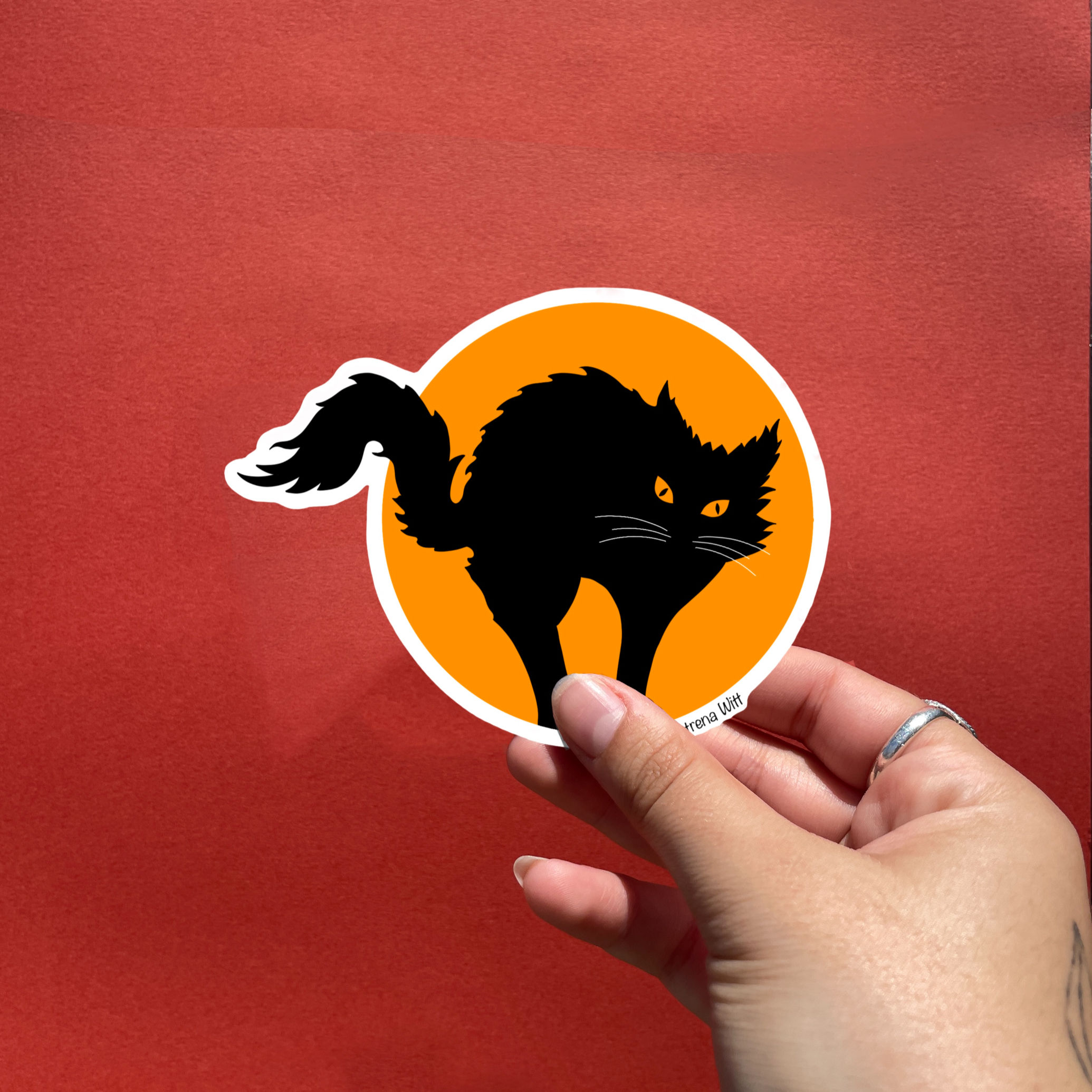 Black Cat Moon Sticker