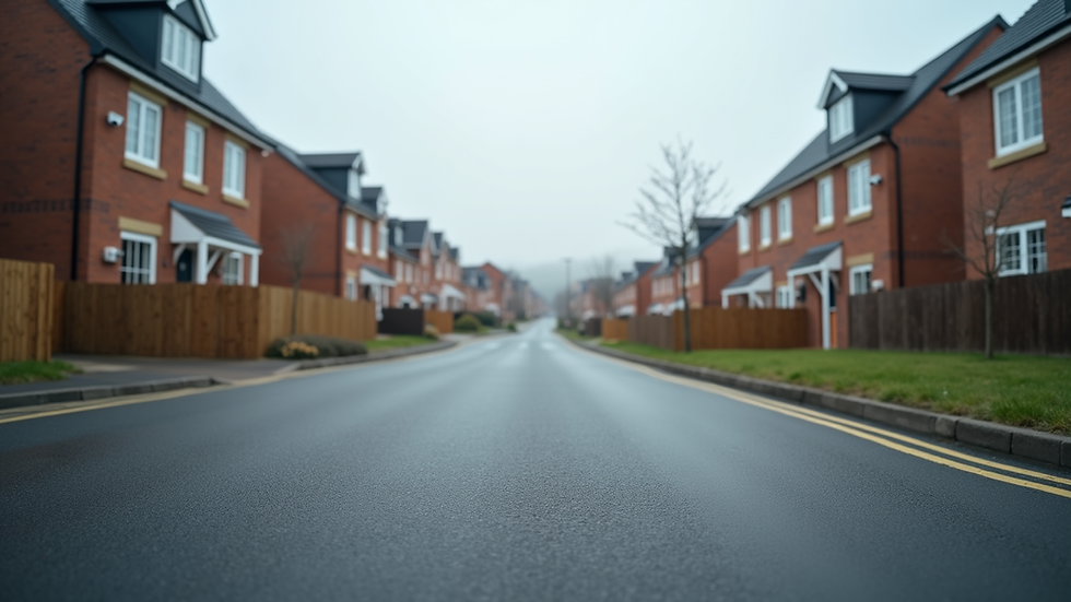 Eye-level view of a modern Caerphilly street with residential properties