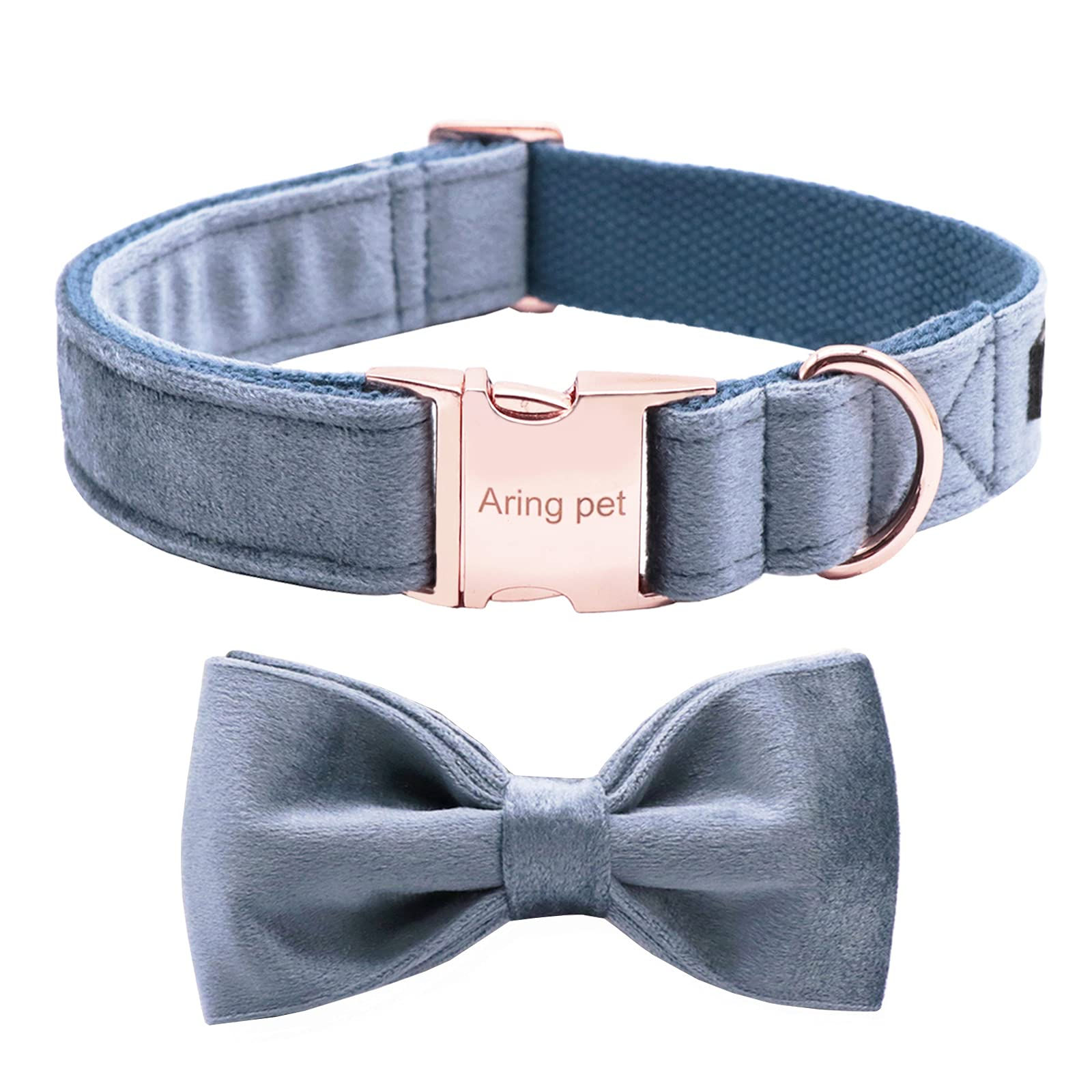 Velvet Dog Collar & Bow Tie Set