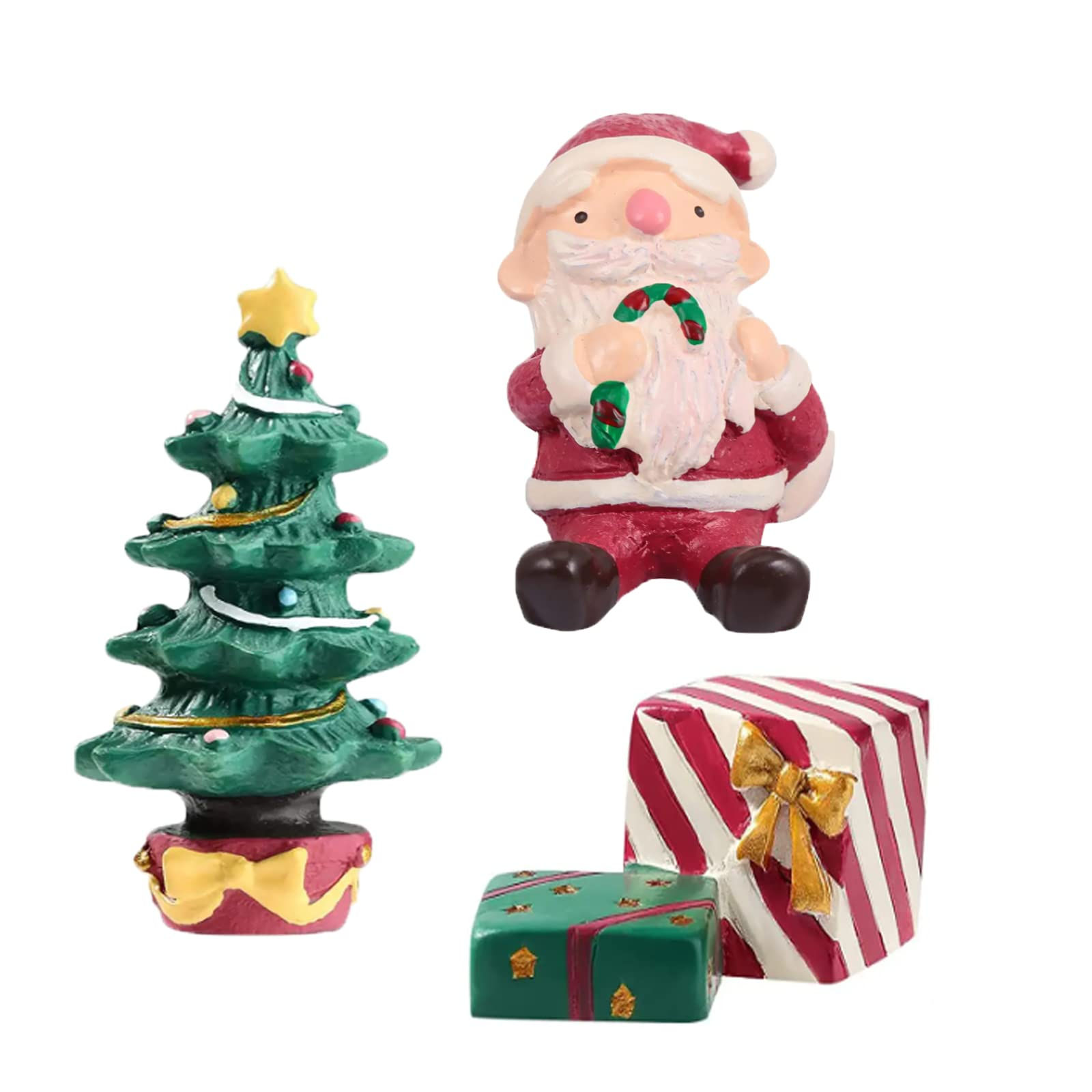 3 Pcs Christmas Aquarium Decoration Christmas Tree Santa Cute Resin Oranment Fis