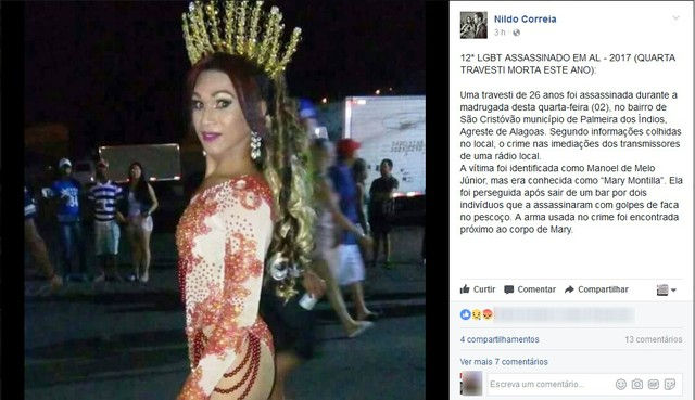 12° LGBT morto em Alagoas.