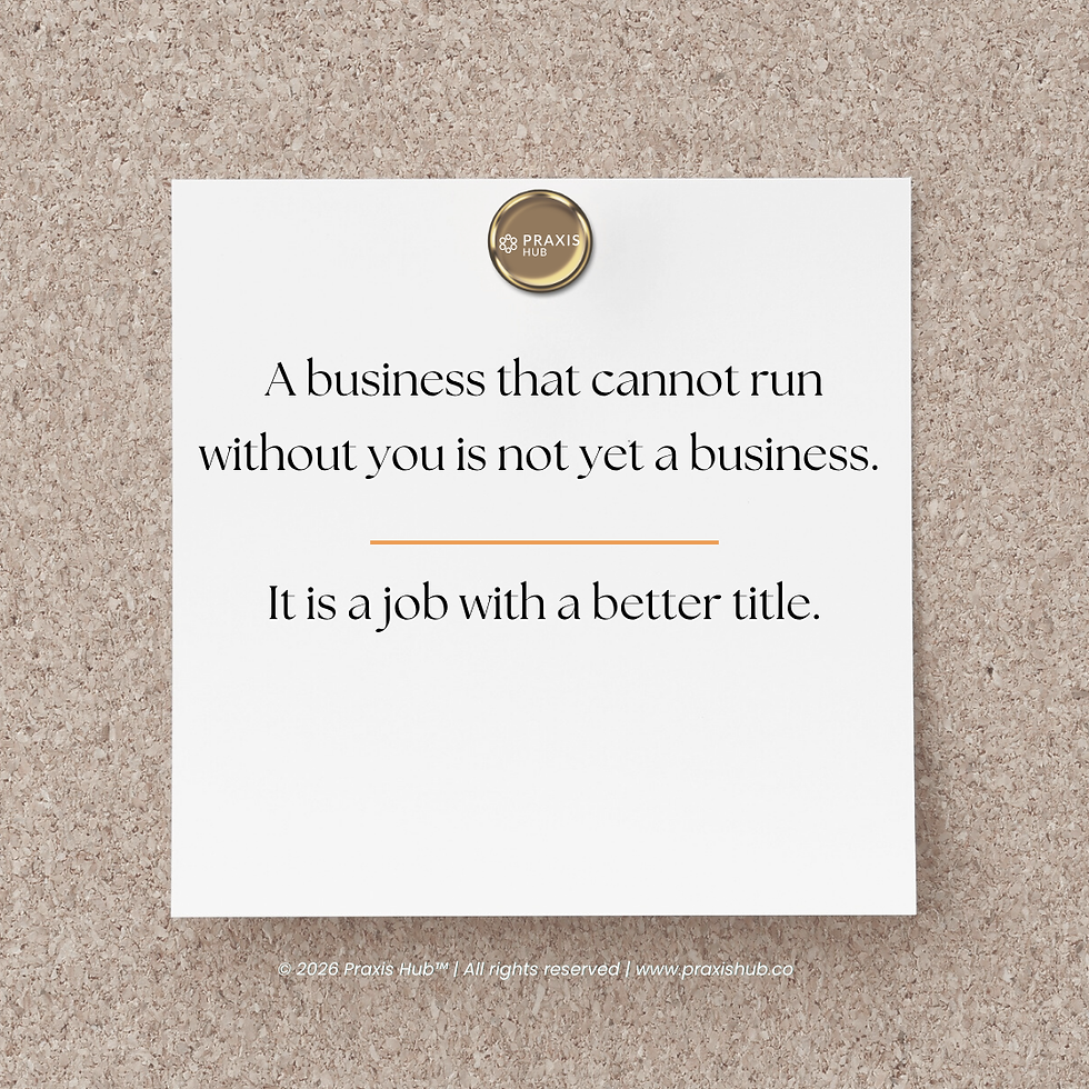 Fractional chief of staff Palm Beach County quote: a business that cannot run without you is not yet a business Praxis Hub