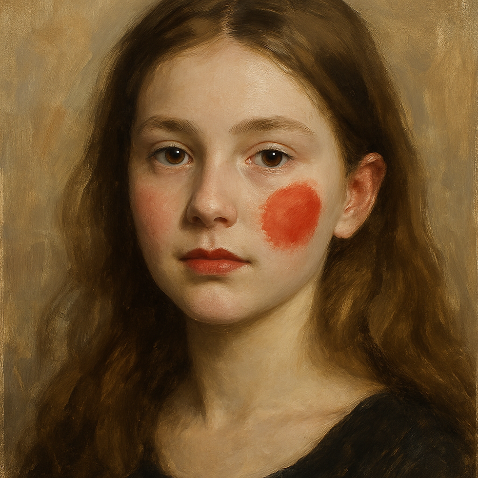 Portrait de jeune fille pour comparer le rouge transparent et le rouge opaque