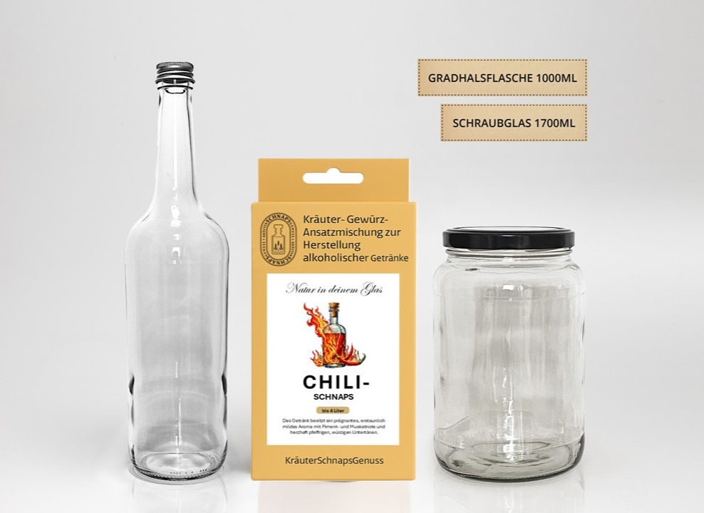 Chili Schnaps selber machen Set mit Glasbehälter