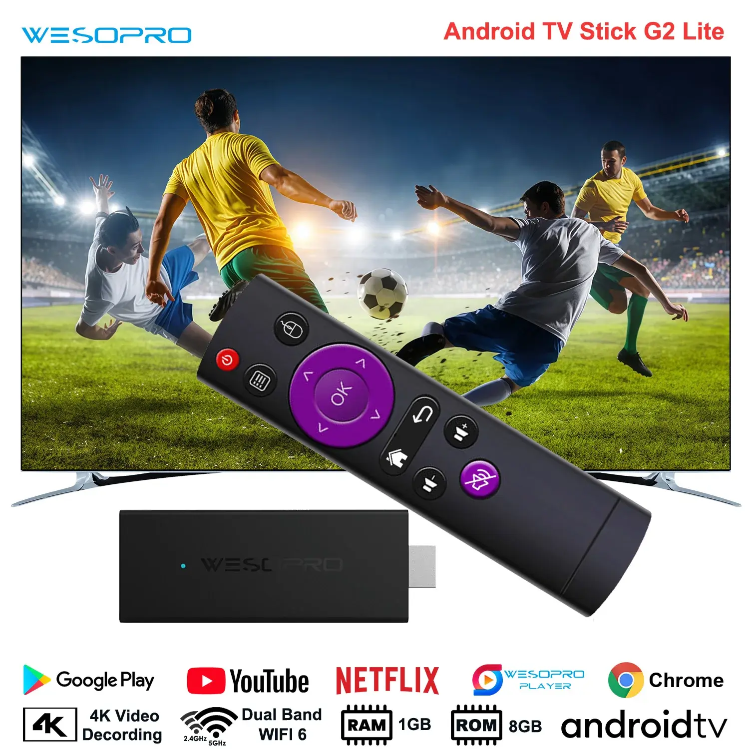 WESOPRO Android TV Stick G2 Lite Smart