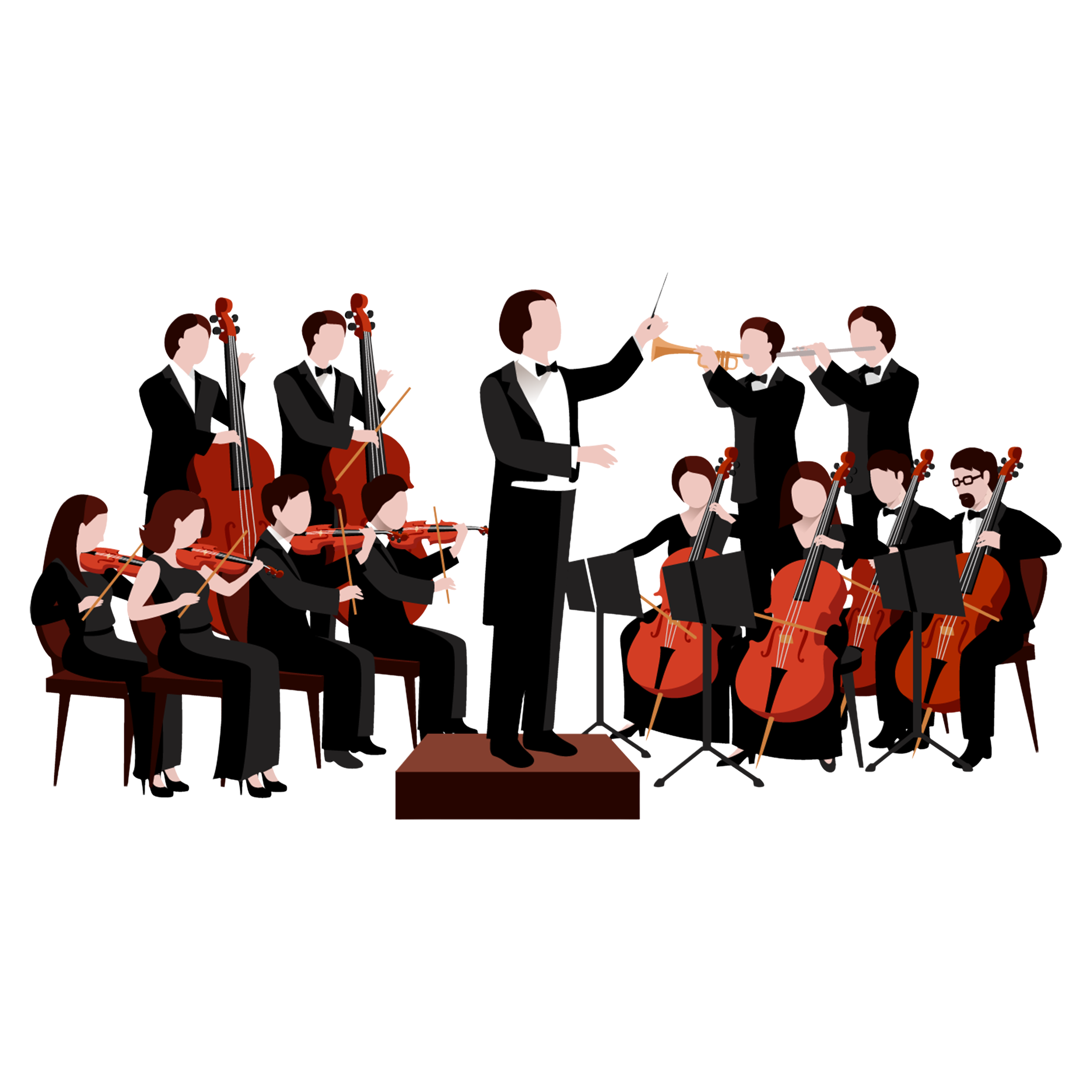 A mixed jazz ensemble.