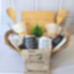 Housewarming gift basket with new home mugs and bag