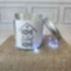 Thumbnail: 4oz mason jar with 'Home Sweet Home' label and string lights