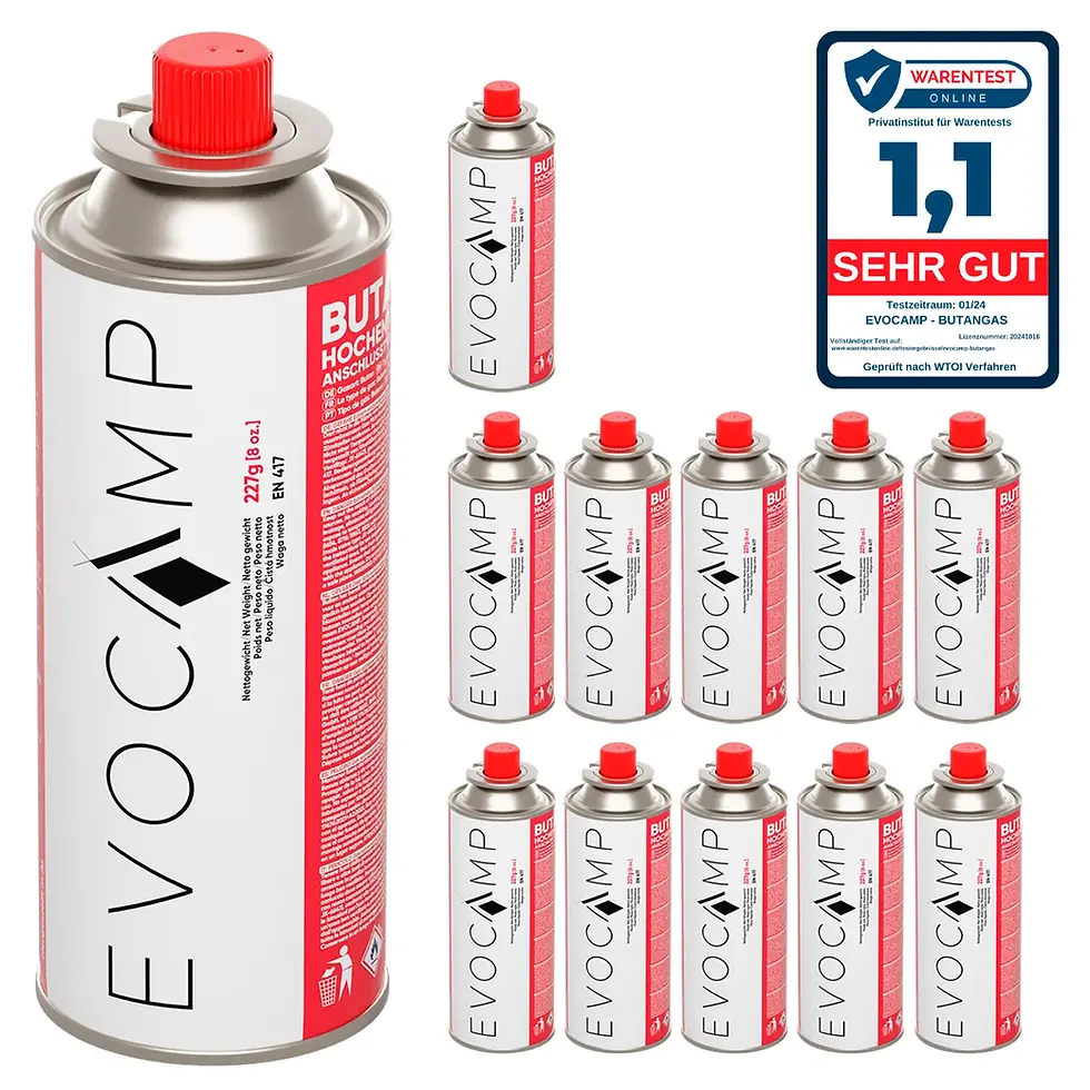 Miniaturbild: EVOCAMP 4x Butan Gaskartuschen 227g Typ MSF-1a für Campingkocher, Gasheizung