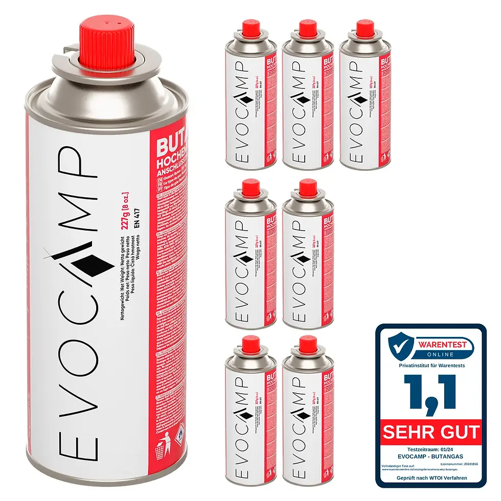 Miniaturbild: EVOCAMP 4x Butan Gaskartuschen 227g Typ MSF-1a für Campingkocher, Gasheizung