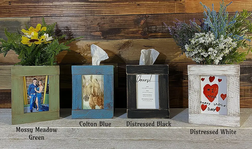 Thumbnail: Rustic Wood Tissue Box Cover with Photo Frames
