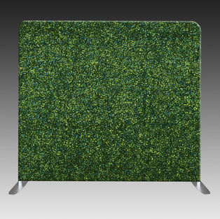 Vibrant green boxwood hedge backdrop with lush foliage texture, perfect for elegant or classic photobooth setups—by Funboxx Photo Booths.