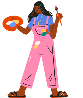 Illustration of a painter creating artwork — representing visual artists and exhibitions by London Arts and Talents.