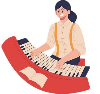 Illustration of a musician playing music — symbolising creative performers supported by London Arts and Talents.