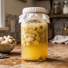 fermenting ginger in a glass jar
