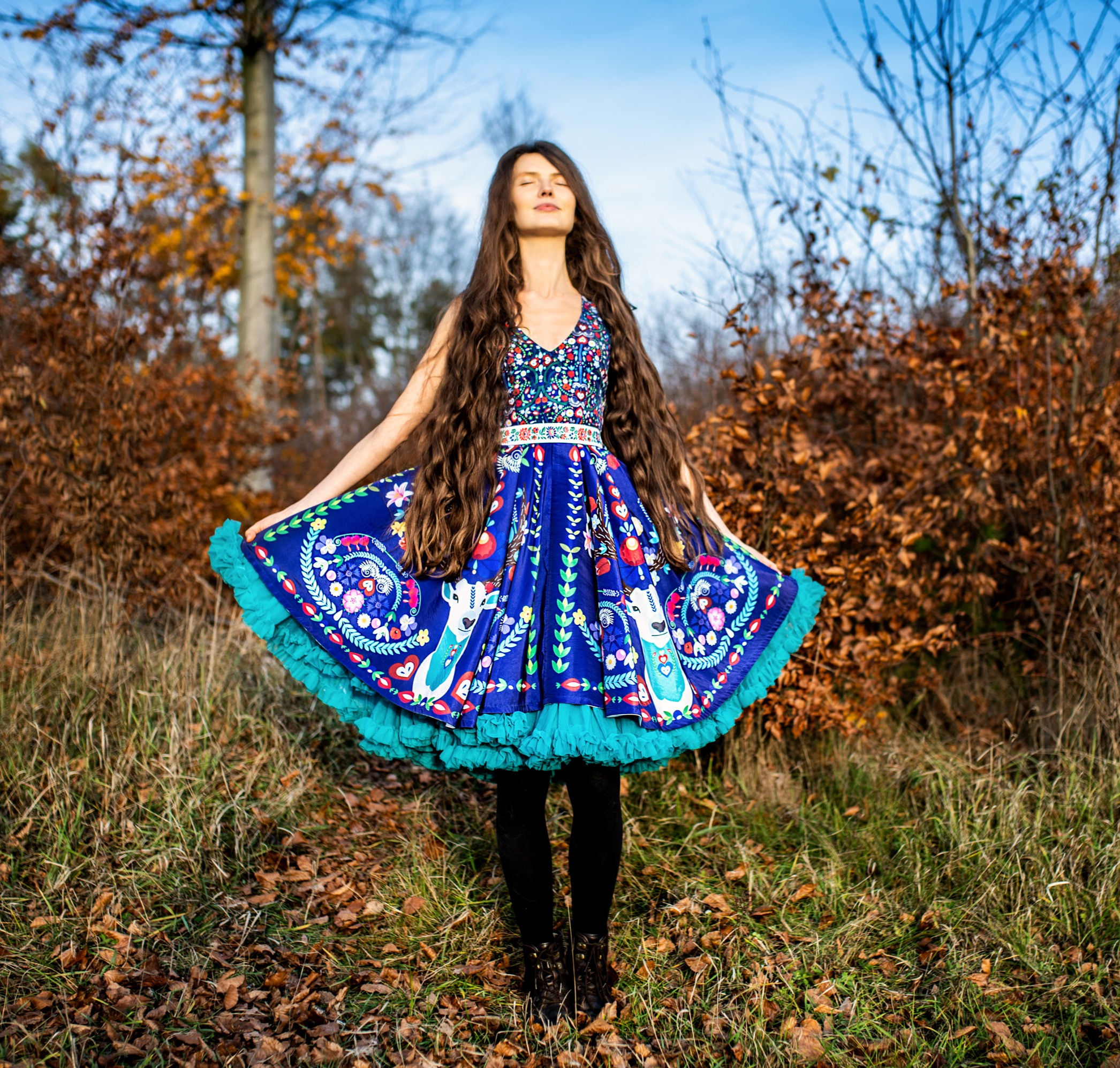 PECKA šaty modré s jelenem