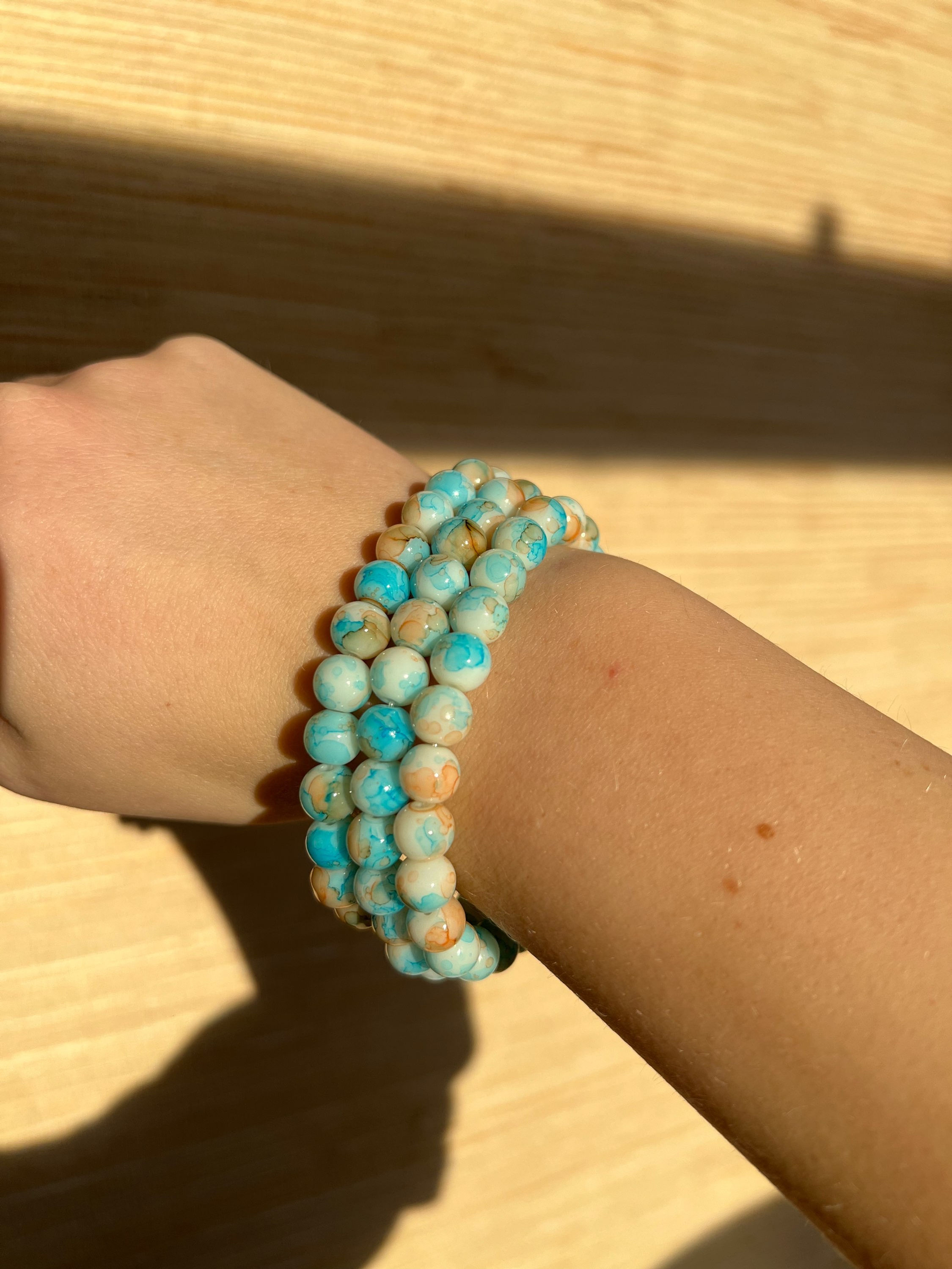 Blue Marble Glass Bracelet