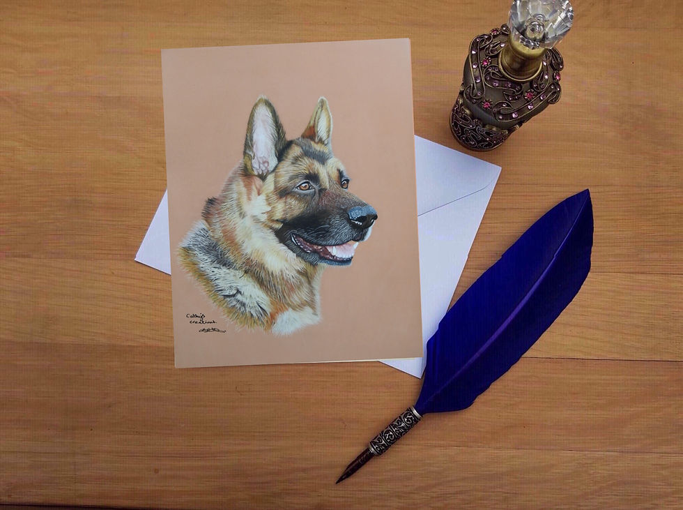 Alfie the German Shepherd greetings card.