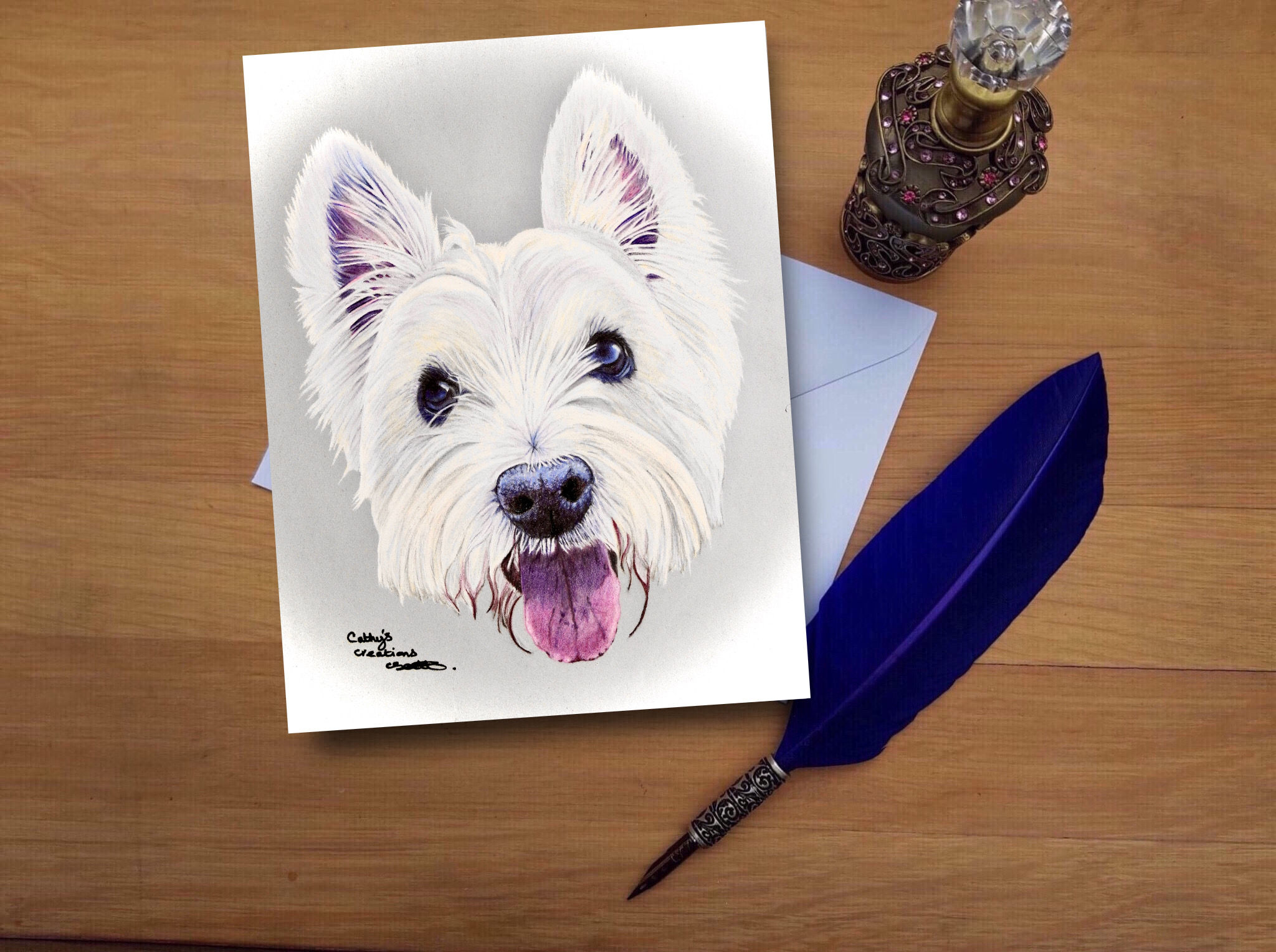 Marla the Westie greetings card.
