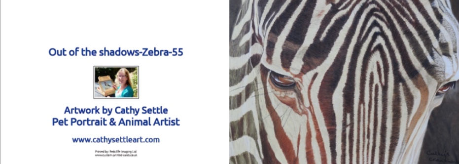Thumbnail: Out of the shadows; Zebra greetings card
