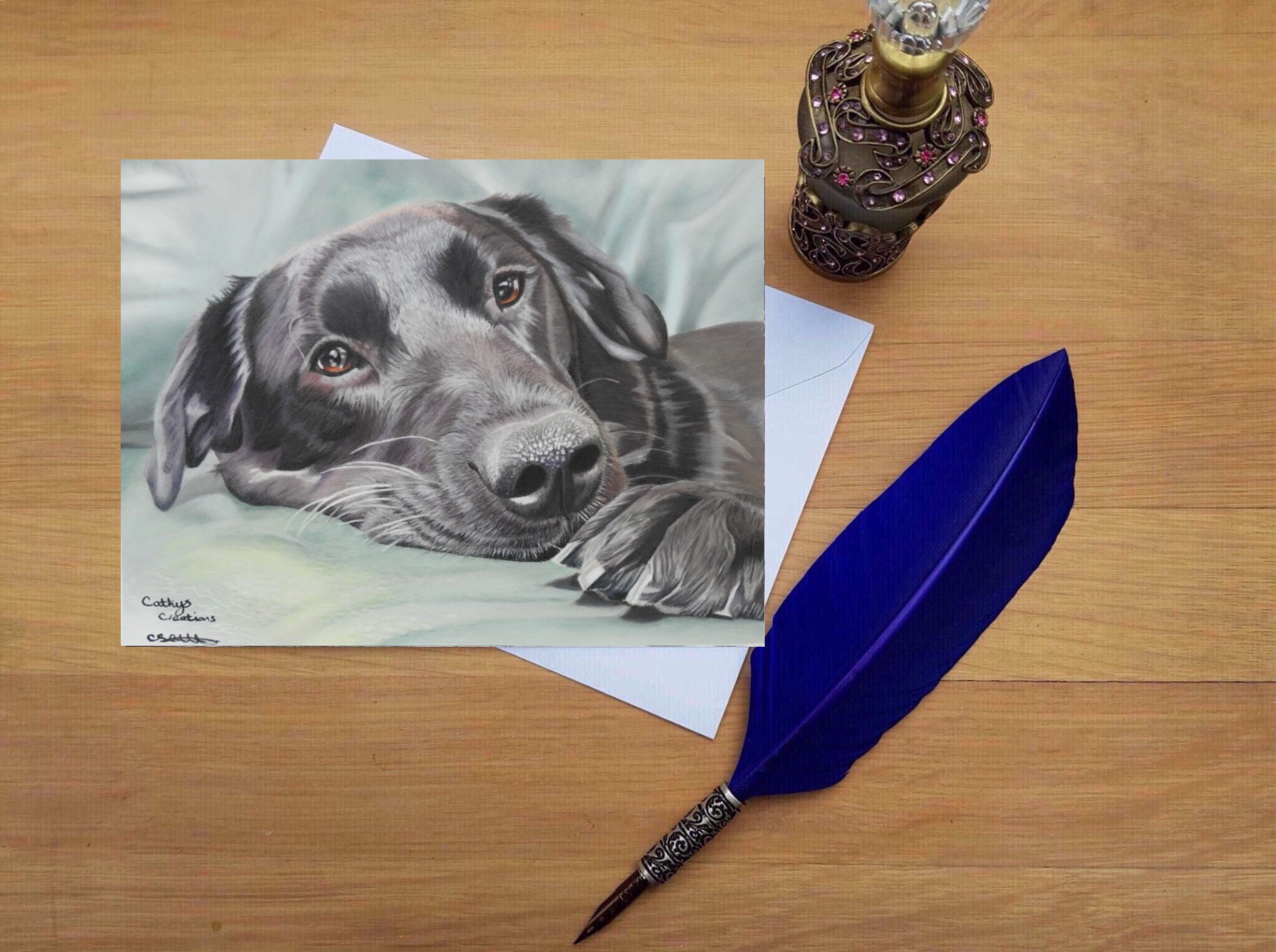 Joe the Black labrador greetings card.