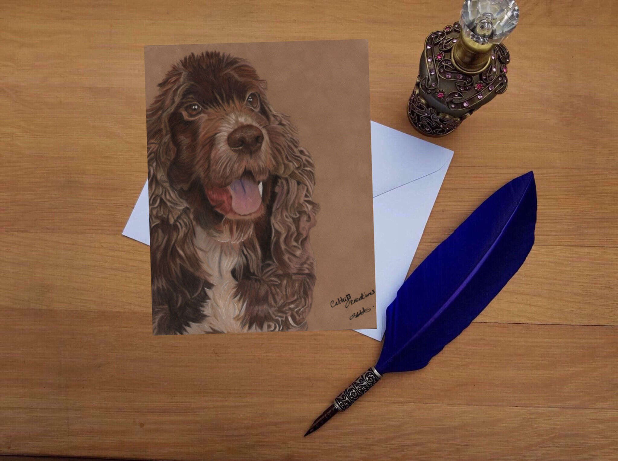 Miles the Cocker Spaniel greetings card.
