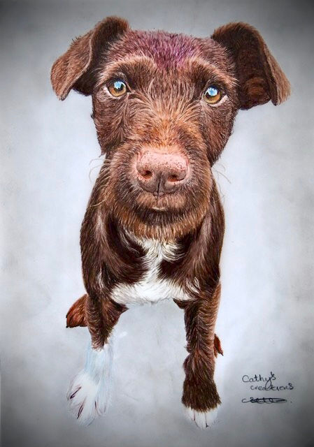 Thumbnail: Patterdale Terrier puppy greetings card