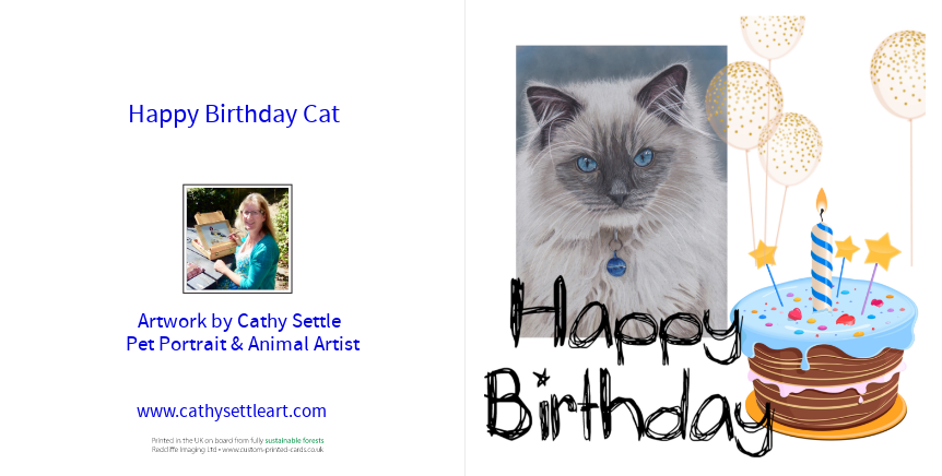 Thumbnail: Rag Doll cat birthday card.