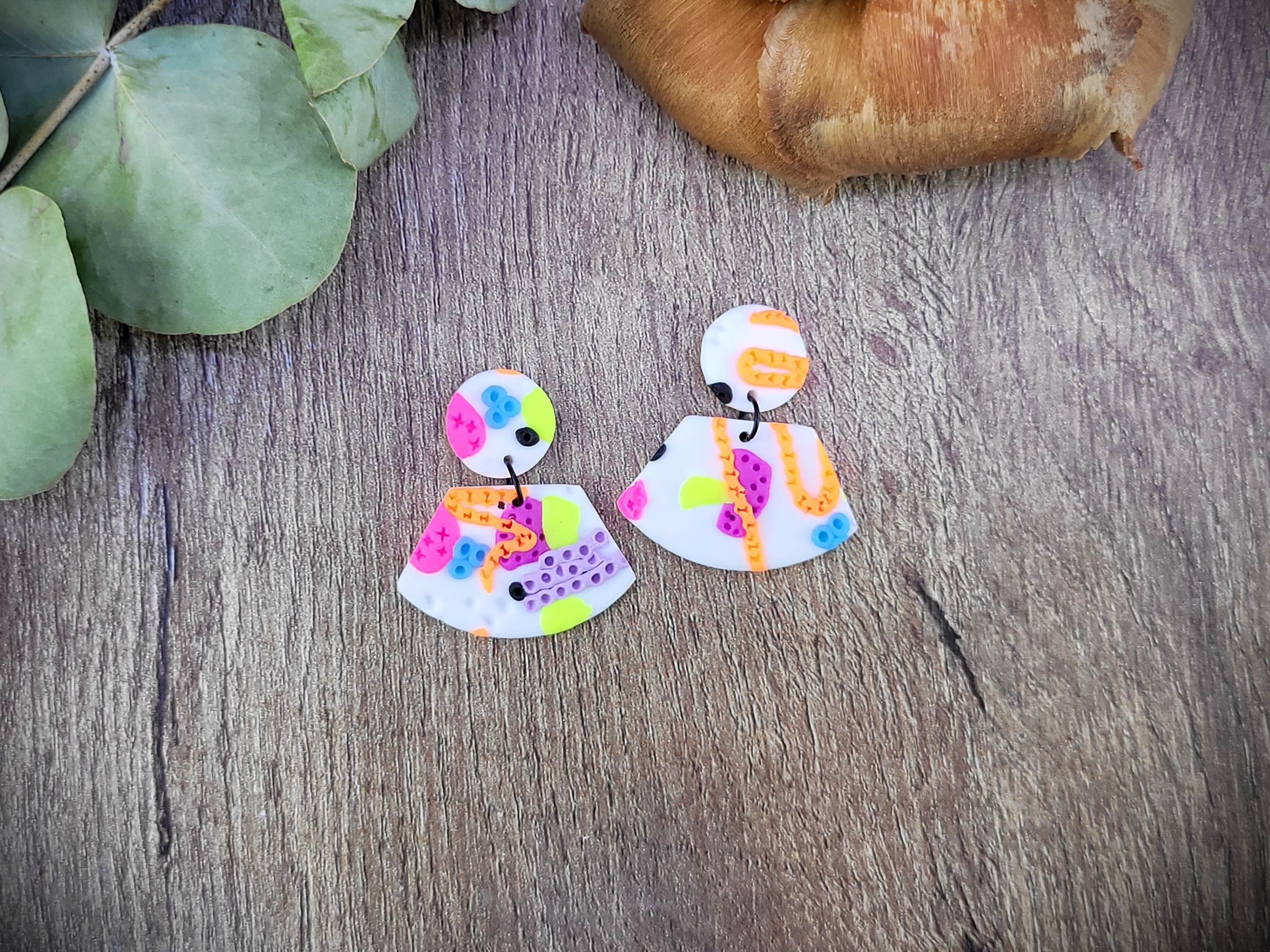 Funky Neon Polymer Clay Earrings