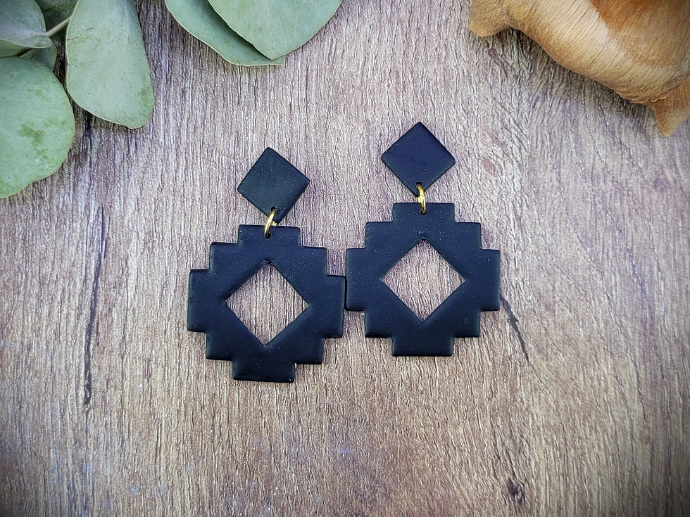 Simple Aztec Black Earrings