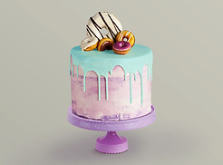 Decorated Cake with Donuts