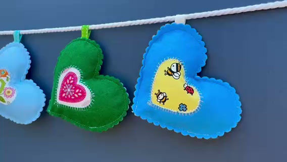 Thumbnail: Folklore Felt Heart Pendant - Baby Blue 1