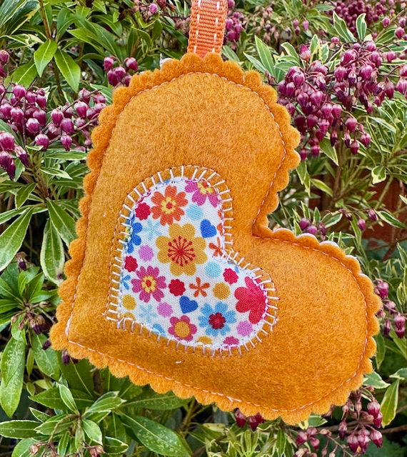 Folklore Felt Heart Pendant - Amber 3