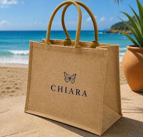 bag juta borsa spiaggia mare estate 2026 personalizzata lettere elegante iniziali personal