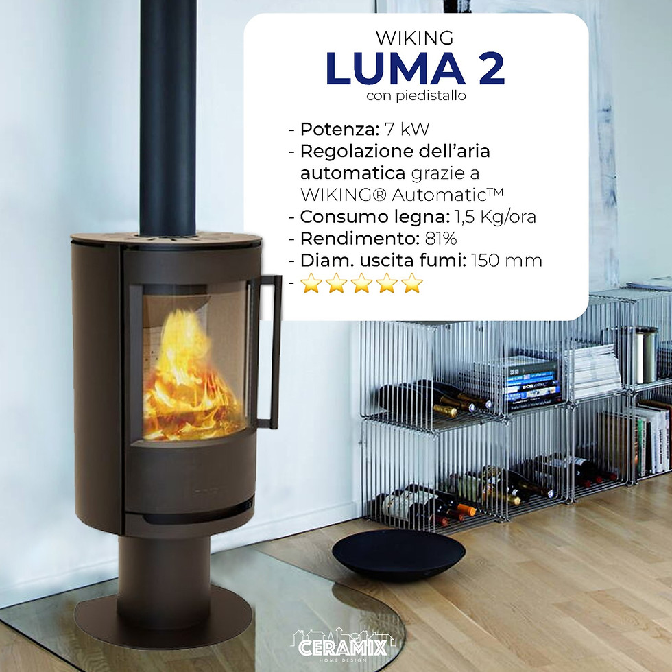 Stufa a legna LUMA 2 con Piedistallo Wiking Hwam stufe danesi 5 stelle GSE Conto Termico sostituzione normativa agevolazione
