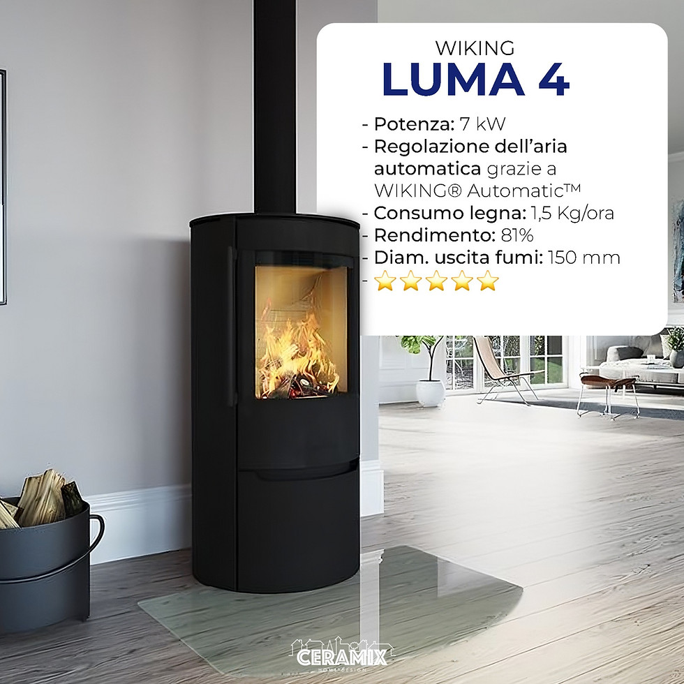 Stufa a legna LUMA 4 convettiva nera Wiking Hwam danese