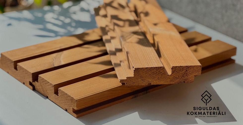 Fasādes apdare no termokoka latojuma dēļiem dizains 2 / Thermowood facade cladding with batten boards design 2